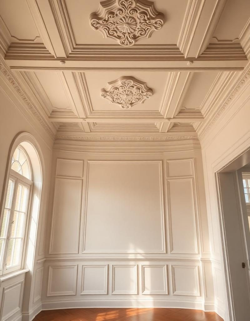 Klassiek interieur met paneelwanden, opnieuw geschilderd
