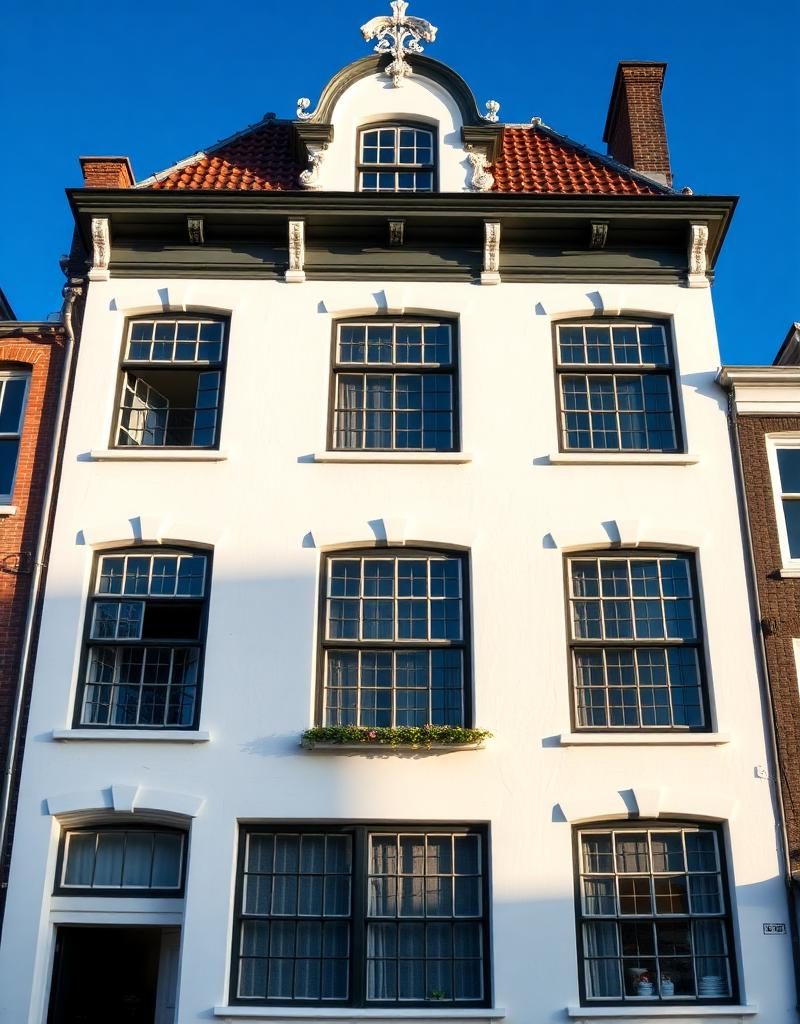 Grachtenpand met vers buitenschilderwerk